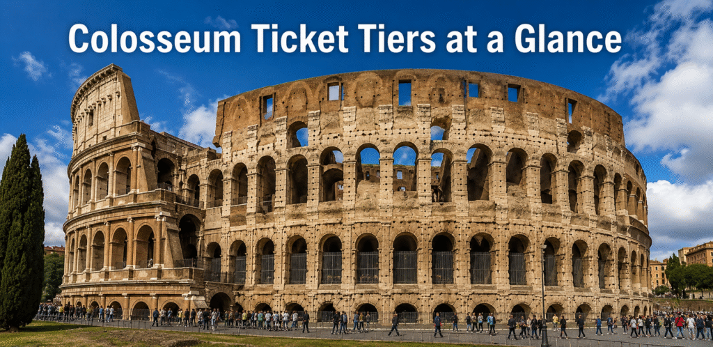 Colosseum Ticket Tiers at a Glance
